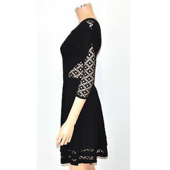 Free People To The Point Black Crochet Cut-Out Skater Dress - Picture 3 of 12